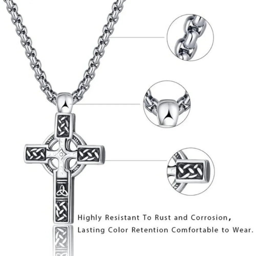 Men's Celtic Cross Stainless Steel Necklace